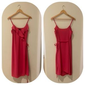 Hot pink wrap dress. Never worn